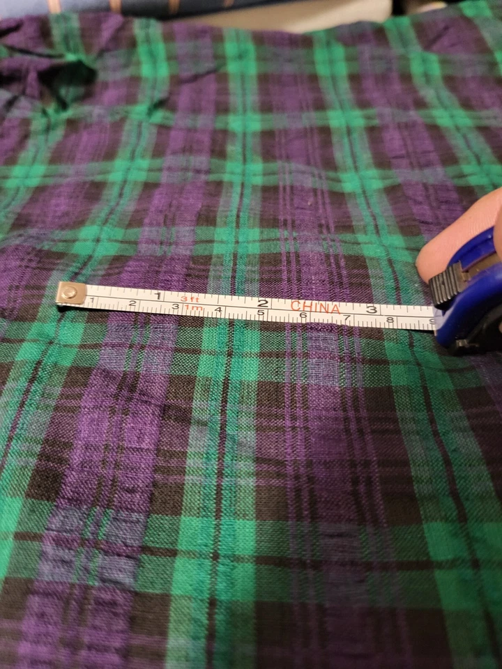 Tela de 45" ~3,5 yardas púrpura verde a cuadros mezcla de algodón material de costura Foto 2 de 2