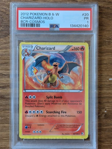 2012 Pokemon B&W PSA 1 Charizard Cosmos Holo #20 BCR POOR PR FRESH CASE