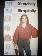 Simplicity Pattern 9646 Misses' Button Down Top 2 Sleeve Lengths Sz 18-26 uncut