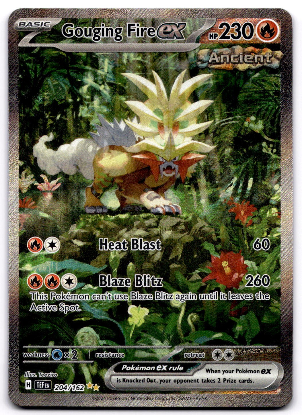 Gouging Fire ex 204/162 Temporal Forces Special Illustration Rare Pokemon - NM