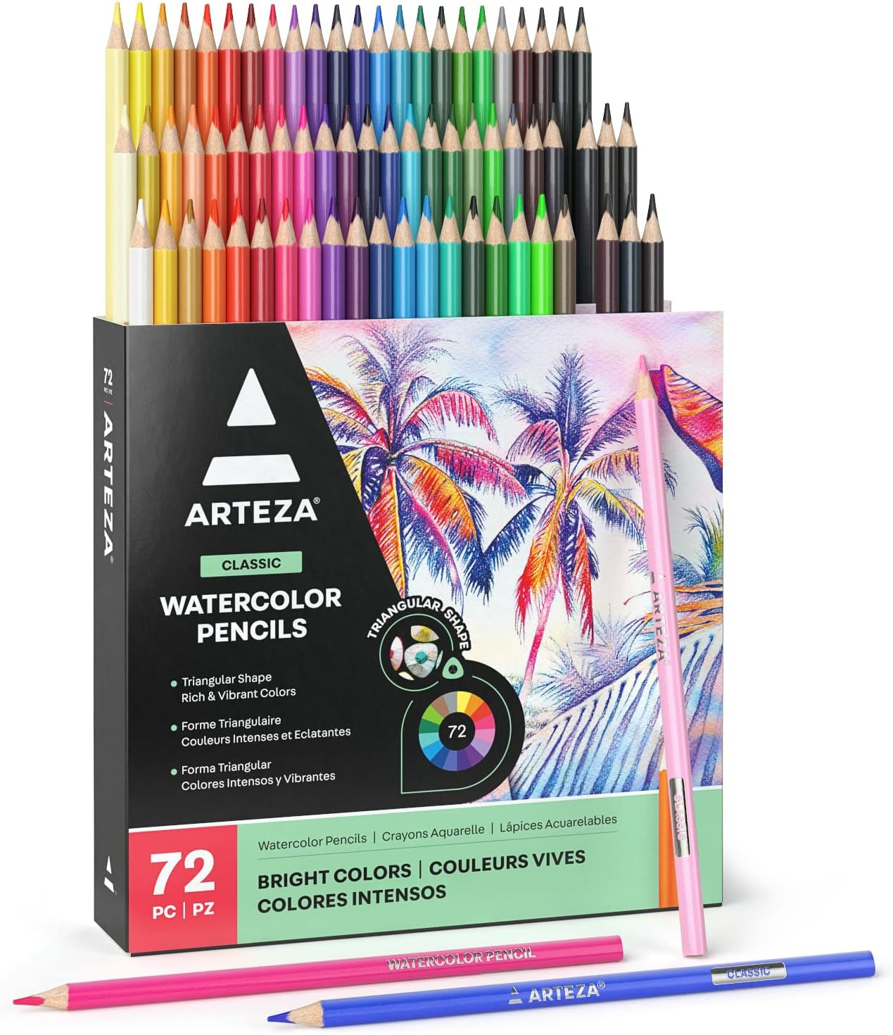 , Water Color Pencils In Assorted Shades, Triangular