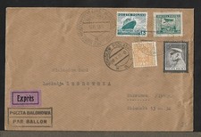 BALLOON POLAND WARSAW LOCAL AIR MAIL EXPRESS VARIETY ON COVER 1935