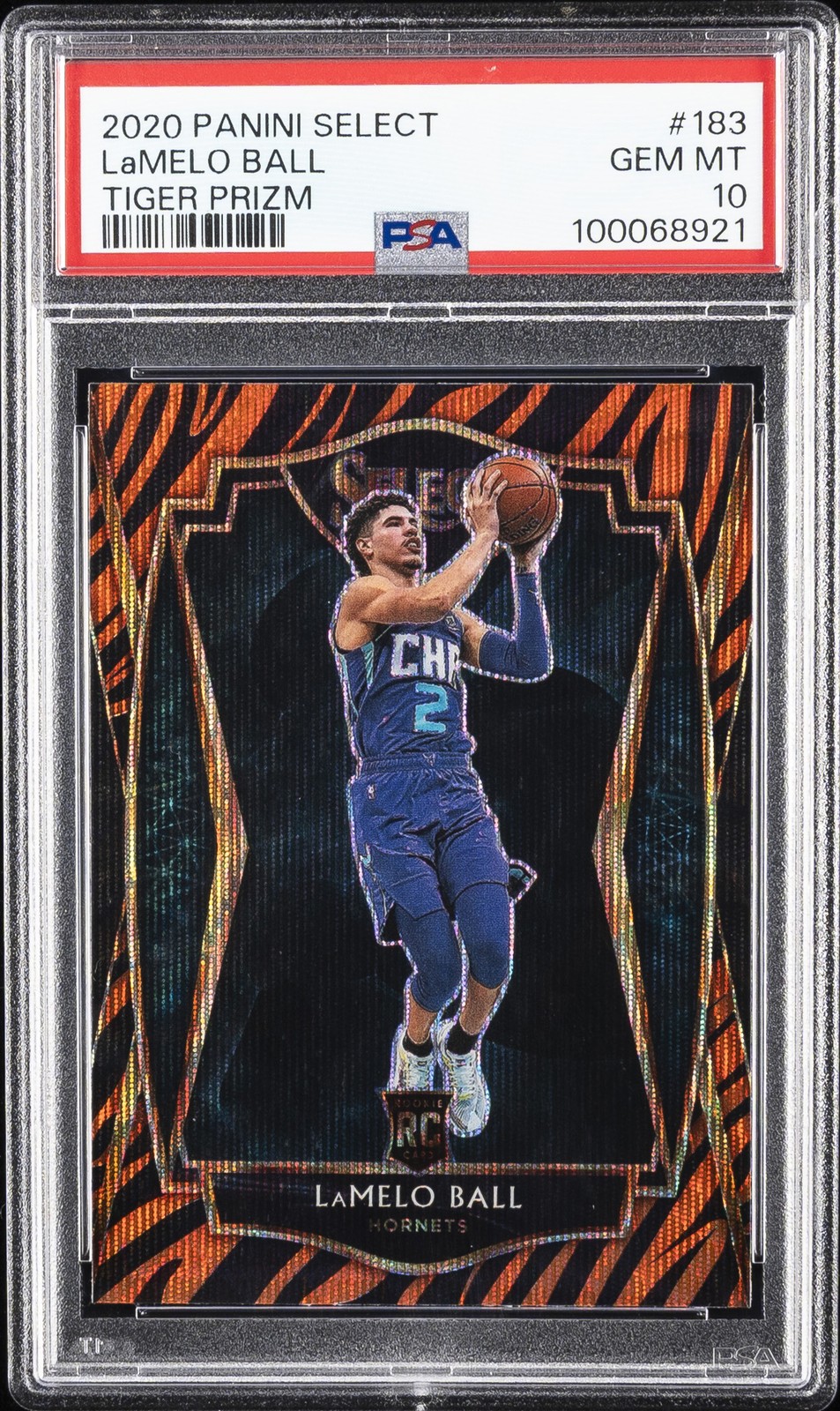 2020 PANINI SELECT TIGER PRIZM #183 LAMELO BALL PSA 10