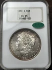 1880-S $1 NGC MS-65 CAC 3.0 Gold Embossed Old Fatty Holder Morgan Silver Dollar.