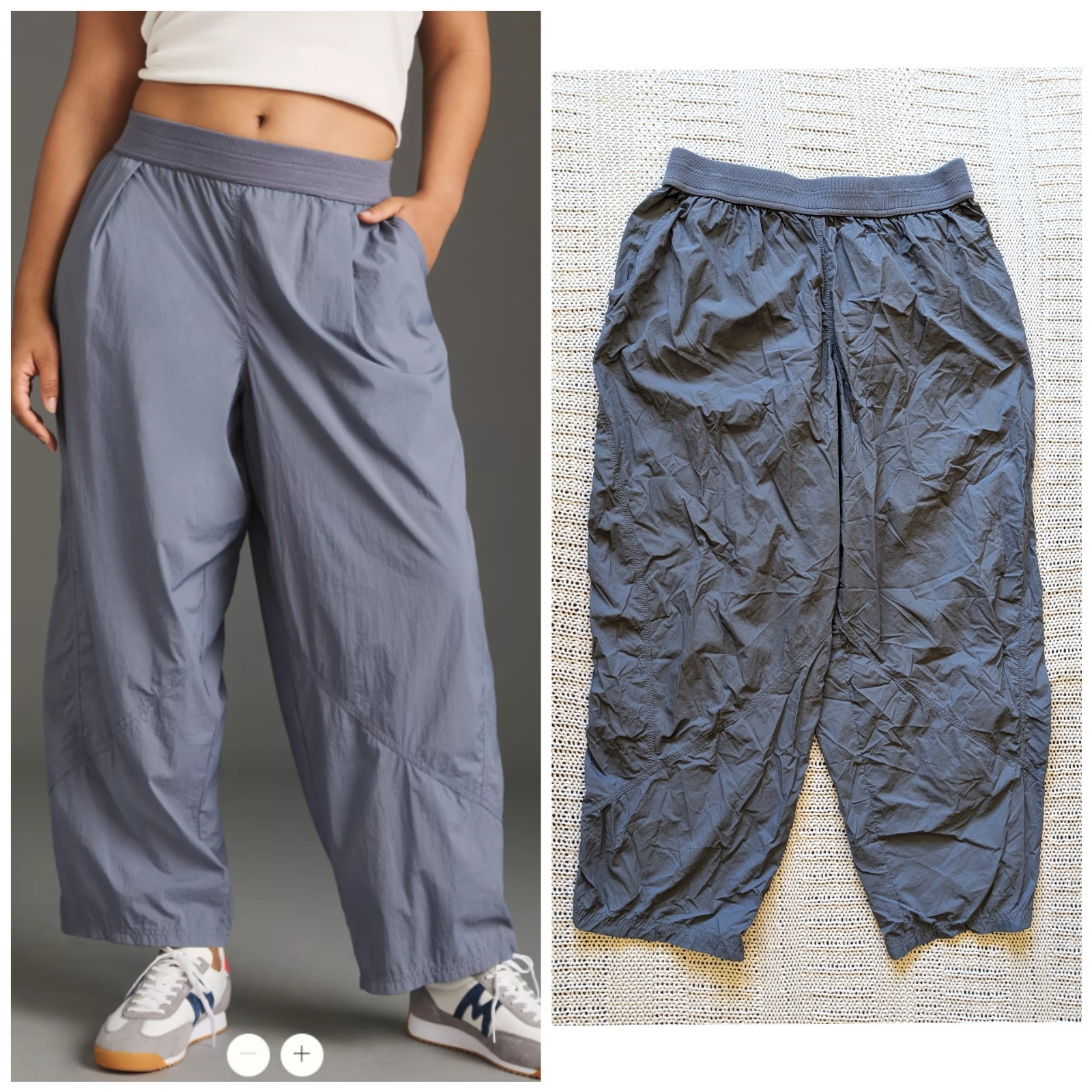 Daily Practice by Anthropologie Wide-Leg Parachute Pants size M Lightweight gray