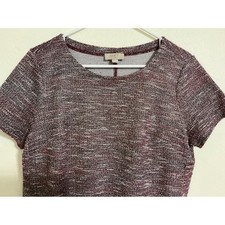 LOFT Textured Knit Short Sleeve Crew Neck Casual Dress LP