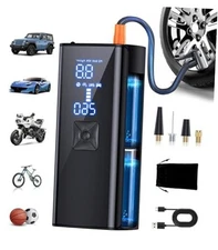 Tire Inflator Portable Air Compressor, 2X Faster Inflation Carbon Black