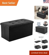 Compact 30" Faux Leather Ottoman - Stylish and Easy Assembly, Supports 350lbs
