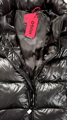 NEW HUGO BOSS MEN'S BEAZLY 2435 QUILTED FULL ZIP BLACK GLOSSY JACKET SIZE M image 2