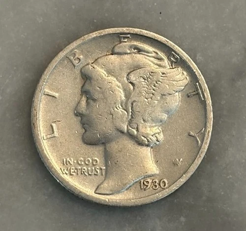 1930-S Mercury Dime - VF - Very Fine - 90% Silver