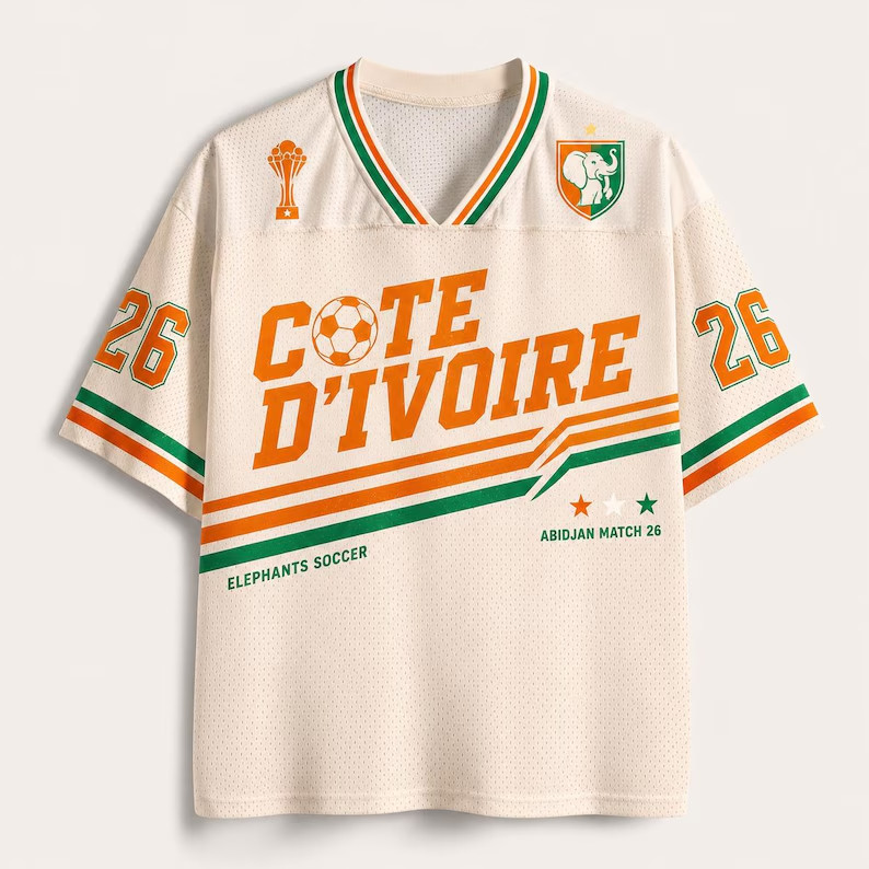 Retro Soccer Mesh Jersey, Retro Ivory Coast Football Shirt, Vintage Fan Gift