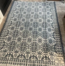 Vintage Handwoven Jacquard Coverlet Blanket Family Heirloom Weavers 1995