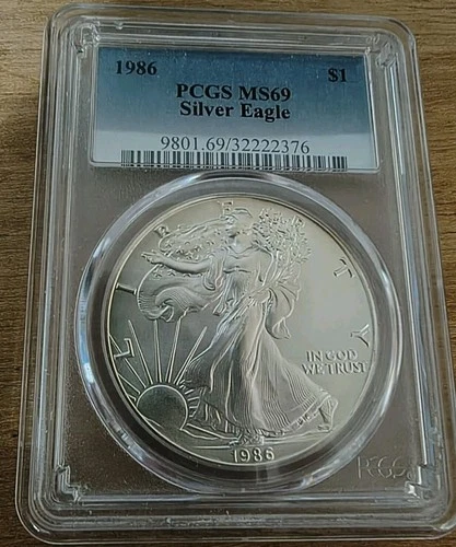 1986 Silver Eagle MS69 FIRST YEAR OF PRODUCTION  RATE !!!