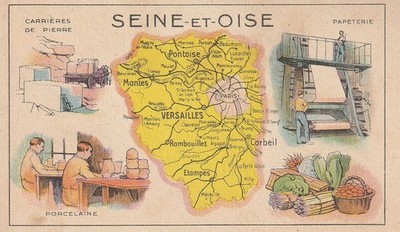 Chromo Vermi Kill-Koss Tue les Vers Landkarte - Seine et Oise