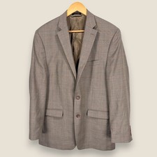 Lauren Ralph Lauren Sport Coat Blazer Men 42R Beige Check Wool 2 Button Jacket