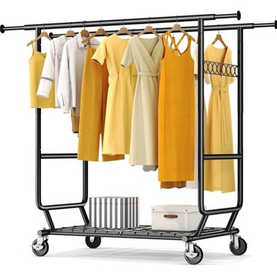 Heavy Duty Kleiderständer Rollbar Doppelstange bis 283kg Schuhregal Kleiderst...