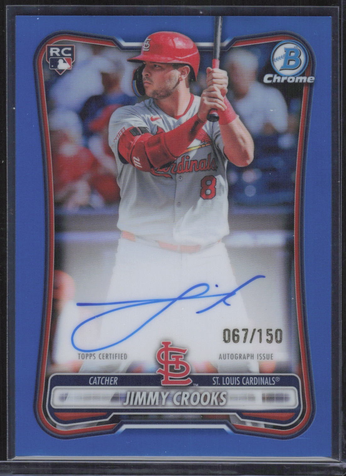 2026 Bowman Chrome #CRA-JC Jimmy Crooks Rookie Autographs Blue Refractor #/150