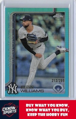 2025 Topps Chrome #153 Devin Williams Teal Refractors #/299 New York Yankees