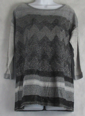 JM Collection Women's Metallic-Stitch Drop Shoulders Sweater, Gray Multi, Small