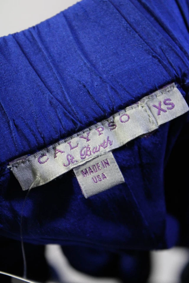 Falda Calypso Saint Barth Mujer Cintura Elástica Seda Línea A Azul Talla XS Foto 4 de 4
