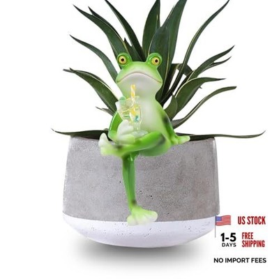HPMAISON Miniature Frog Figurines Plant Decorations for Pots Resin Sitting Frog