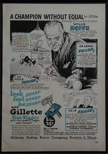 Willie Hoppe *A Champion without equal 1947 Gillette Ad