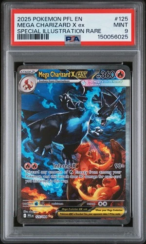 2025 POKEMON PFL SPECIAL ILLUSTRATION RARE #125 MEGA CHARIZARD X EX PSA 9