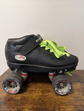 Riedell R3 Quad Roller Skates Black Size 7 w/Cayman Radar Wheels, GUC