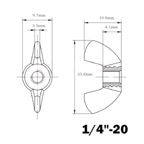 Wing Nuts,Stainless Steel 18-8(304) Wing Nuts, 20Pcs-Pack 1/4"-20