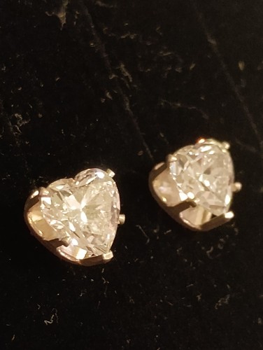 925 Sterling Silver Cubic Zirconia Diamonique Heart Stud Earrings! Beautiful!!!