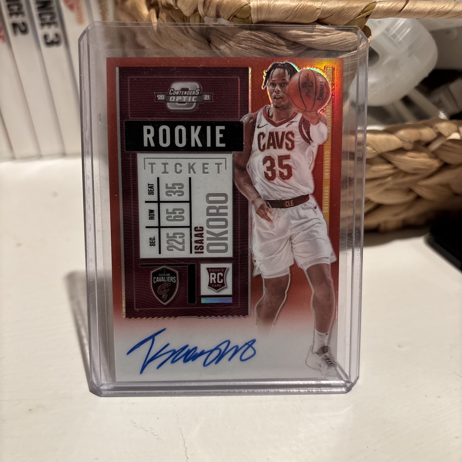 2020-21 Panini Contenders Optic Rookie Ticket Isaac Okoro Red Parallel Auto /149