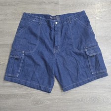 Vintage Faded Glory Shorts Mens Sz 44 Blue Denim Cargo Baggy Skater Y2K Workwear