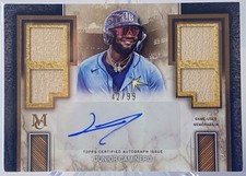2025 Topps Museum Junior Caminero Quad Relic Auto /99 Signature Swatches RC Rays