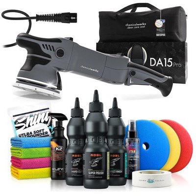 Exzenter Poliermaschine chemicalworkz DA15 Pro mit ADBL Politurset 14-tlg.