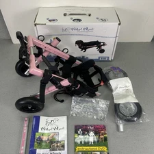 Walkin' Wheels Folding Wheelchair For Dogs 5-25 lbs Pink w Tall Wheels ++ READ