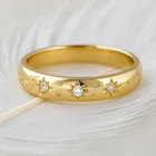 Dainty Starburst Moissanite Ring, 925 Sterling Silver Minimalist Thick Band Ring