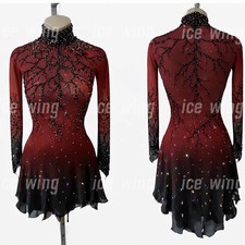 Ice Figure Skating Dress Rhythmic Gymnastics Twirling Competition red dyeing