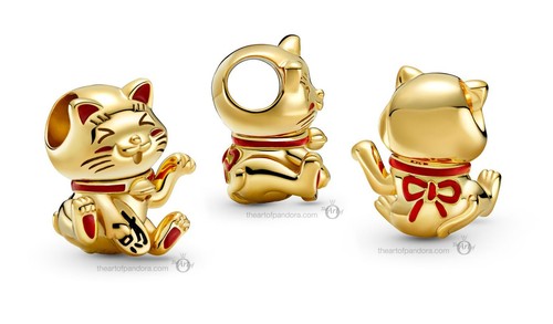 Authentic Pandora Charm, SHINE Cute Good Fortune Cat, #769271C01, 14K Gold Plate