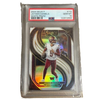 2024 Panini Select Jayden Daniels RC White Prizm 5/35 JSY # MATCH 1/1 PSA 10