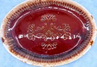 Vintage McCoy USA Brown Drip Serving Platter Embossed Cross 13” x 10” Oval