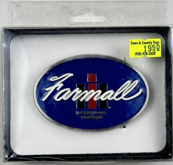 FARMALL IH INTERNATIONAL HARVESTER BLUE ENAMEL BELT BUCKLE SPEC CAST NEW RARE