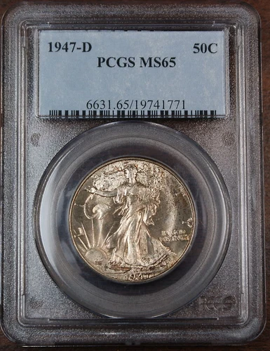 1947-D Walking Liberty Half Dollar, PCGS MS-65 Toned