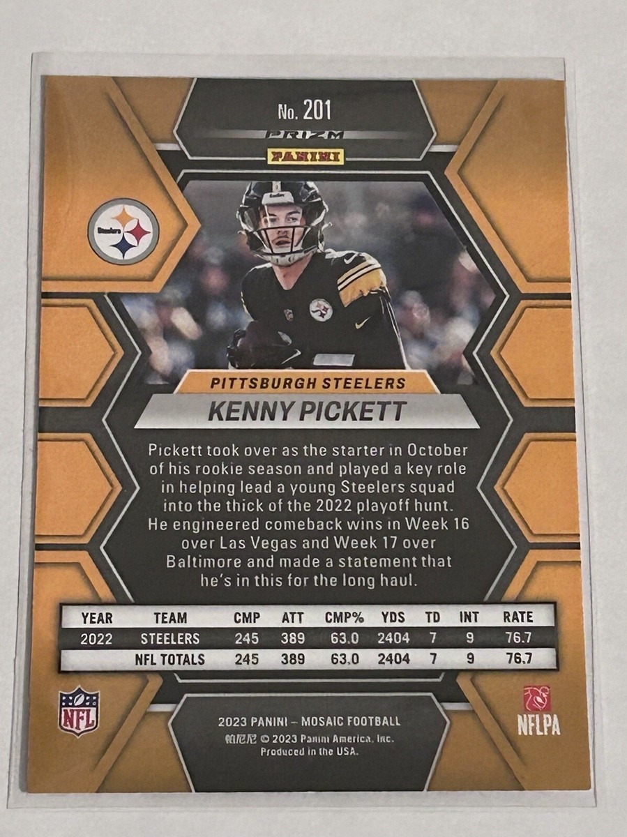 。 Kenny Pickett 2023 Mosaic Silver Prizm Holo #201 Pittsburgh