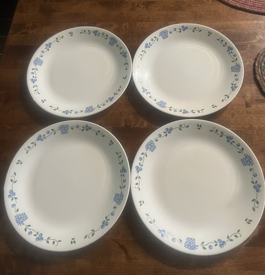 4 Vintage Corelle BLUEBERRY BOUQUET Dinner Plates Discontinued Pattern NICE