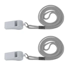 2 Pcs Plastic Whistle with Lanyard for Coaches Referees Officials Sports