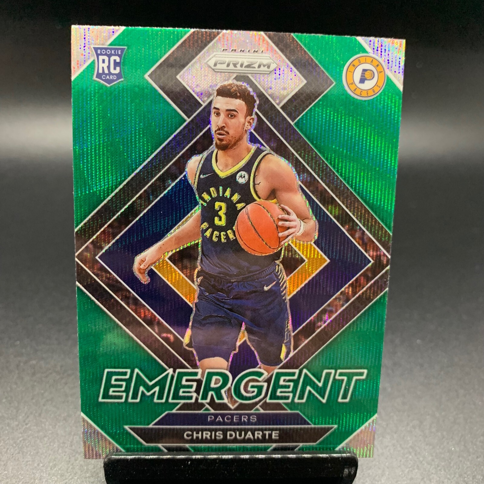 2021-22 Panini Prizm #14 Chris Duarte Emergent Green Wave Rookie Indiana Pacers