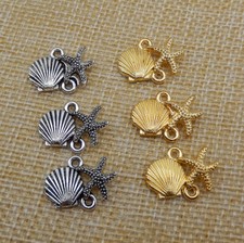 50Pcs Gold/Silver Small Sea Starfish Shell Charm Pendants DIY Accessories