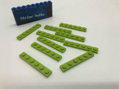 Lego (c) 10x 1x6 Platte 3666 - lime grün - lime green - plate - flacher Stein