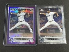 2022 Topps Chrome Update Edward Cabrera PURPLE SP Debut RC + Base #USC87 MARLINS