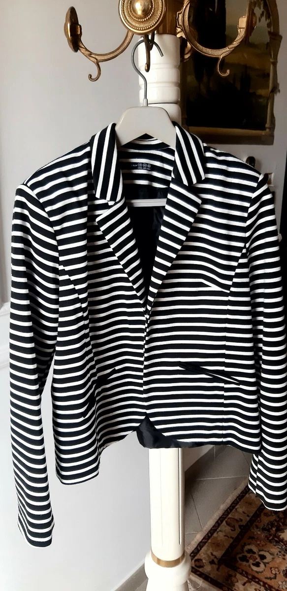 GIACCA DONNA WOMAN MARCA Athmosfere tg 46 a righe bianco e nero